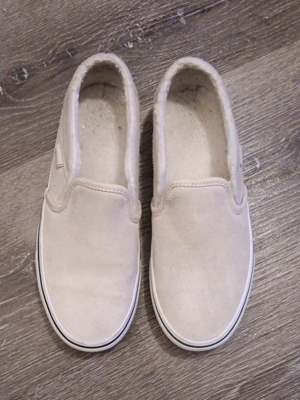 Vans Women's Slip-On Sneakers in Light Cream Suede